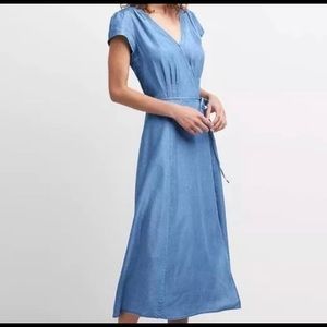 Chambray Wrap Midi Dress